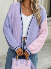 Load image into Gallery viewer, Contrast Open Front Long Sleeve Cardigan