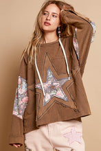 Load image into Gallery viewer, POL Star Patchwork Raw Edge French Terry Hoodie