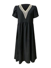 Load image into Gallery viewer, Full Size Lace Detail V-Neck Short Sleeve Dress