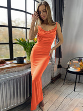 Load image into Gallery viewer, Backless Cowl Neck Sleeveless Cami Dress