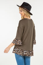 Load image into Gallery viewer, Celeste Full Size Flounce Sleeve Leopard Trim Top
