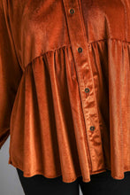 Load image into Gallery viewer, Umgee Peplum Button Up Long Sleeve Shirt