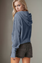 Load image into Gallery viewer, Double Take Waffle-Knit Zip Up Long Sleeve Hooded Jacket