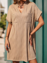 Load image into Gallery viewer, Pocketed Notched Short Sleeve Dress