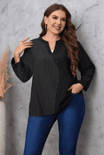 Load image into Gallery viewer, Plus Size Striped Notched Neck Top