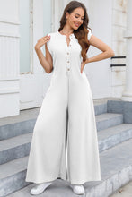 Load image into Gallery viewer, Half Button Wide Leg Jumpsuit with Pockets