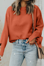 Load image into Gallery viewer, Textured Round Neck Long Sleeve Sweater