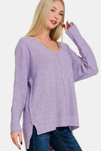 Load image into Gallery viewer, Zenana High-Low Center Seam V-Neck Sweater