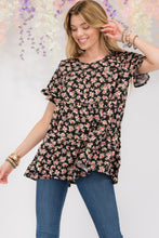 Load image into Gallery viewer, Celeste Full Size Floral Ruffled Short Sleeve Blouse