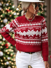 Load image into Gallery viewer, Perfee Geometric Round Neck Long Sleeve Sweater