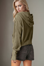 Load image into Gallery viewer, Double Take Waffle-Knit Zip Up Long Sleeve Hooded Jacket