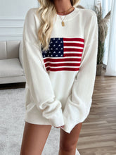 Load image into Gallery viewer, Devine US Flag Round Neck Long Sleeve Knit Top