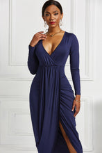 Load image into Gallery viewer, High-low Ruched Surplice Long Sleeve Dress