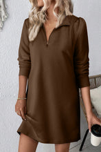 Load image into Gallery viewer, Double Take Textured Quarter Zip Long Sleeve Dress
