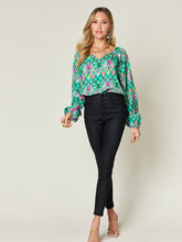 Load image into Gallery viewer, Double Take Full Size Printed Balloon Sleeve Blouse