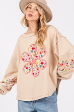 Load image into Gallery viewer, SAGE + FIG Daisy Patch Applique Long Sleeve Sweatshirt