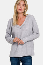 Load image into Gallery viewer, Zenana Full Size Ribbed V-Neck Drop Shoulder Top