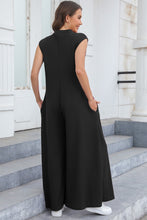Load image into Gallery viewer, Half Button Wide Leg Jumpsuit with Pockets