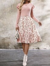 Load image into Gallery viewer, Ruffled Floral Long Sleeve Knee Length Dress