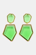 Load image into Gallery viewer, Geometrical Shape Zinc Alloy Frame Resin Dangle Earrings
