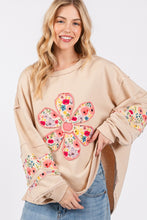 Load image into Gallery viewer, SAGE + FIG Daisy Patch Applique Long Sleeve Sweatshirt