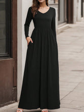 Load image into Gallery viewer, Pocketed V-Neck Long Sleeve Maxi Dress