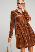 Load image into Gallery viewer, Umgee Texture Tiered Collared Long Sleeve Dress