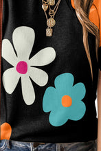 Load image into Gallery viewer, Flower Round Neck Short Sleeve Blouse