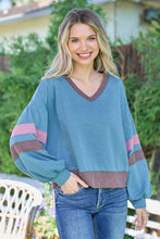 Load image into Gallery viewer, Hailey & Co Color Block V-Neck Cropped sweatshirt