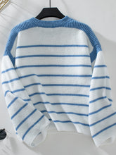 Load image into Gallery viewer, Striped Round Neck Long Sleeve Sweater