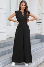 Load image into Gallery viewer, Half Button Wide Leg Jumpsuit with Pockets