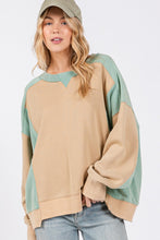 Load image into Gallery viewer, SAGE + FIG Color Block Round Neck Sweatshirt