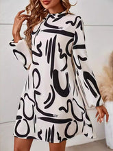Load image into Gallery viewer, Printed Mock Neck Long Sleeve Mini Dress