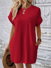Load image into Gallery viewer, Pocketed Round Neck Short Sleeve Dress