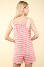 Load image into Gallery viewer, VERY J Tie Shoulder Front Pocket Striped Contrast Romper