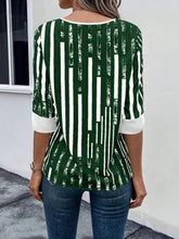 Load image into Gallery viewer, Striped Notched Half Sleeve Blouse