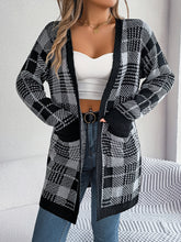 Load image into Gallery viewer, Plaid Open Front Long Sleeve Cardigan