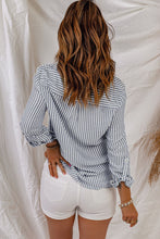Load image into Gallery viewer, Striped Button-Up Roll-Tab Sleeve Shirt