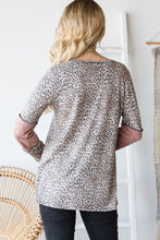 Load image into Gallery viewer, Heimish Full Size Leopard Exposed Seam Contrast T-Shirt