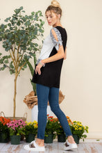 Load image into Gallery viewer, Celeste Full Size Open Tie Sleeve Leopard Color Blocked Top