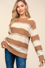 Load image into Gallery viewer, Haptics Striped Contrast Distressed Sweater