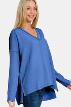 Load image into Gallery viewer, Zenana Texture Exposed Seam V-Neck Long Sleeve T-Shirt
