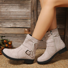 Load image into Gallery viewer, Suede Side Zip Round Toe Boots