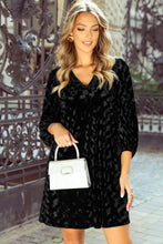 Load image into Gallery viewer, V-Neck Three-Quarter Sleeve Velvet Mini Dress