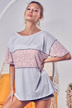 Load image into Gallery viewer, BiBi Leopard Block Exposed Seams T-Shirt