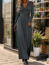 Load image into Gallery viewer, Perfee Lace Detail Slit V-Neck Long Sleeve Dress