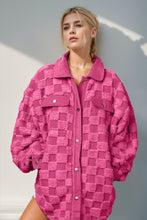 Load image into Gallery viewer, Double Take Button Up Fuzzy Checkered Shacket