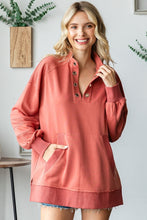 Load image into Gallery viewer, First Love Grommet Split Neck Kangaroo Pocket Sweatshirt