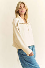 Load image into Gallery viewer, Davi & Dani Drawstring Hem Half Zip Raglan Sleeve Sweatshirt