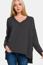 Load image into Gallery viewer, Zenana Texture Exposed Seam V-Neck Long Sleeve T-Shirt